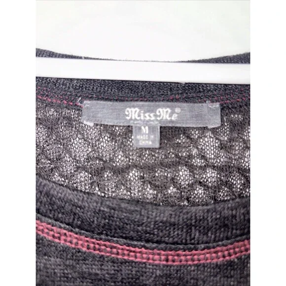 Miss Me Women's Mix Match Quartersleeve Top, Burgundy/Multi, Med - Picture 2 of 14